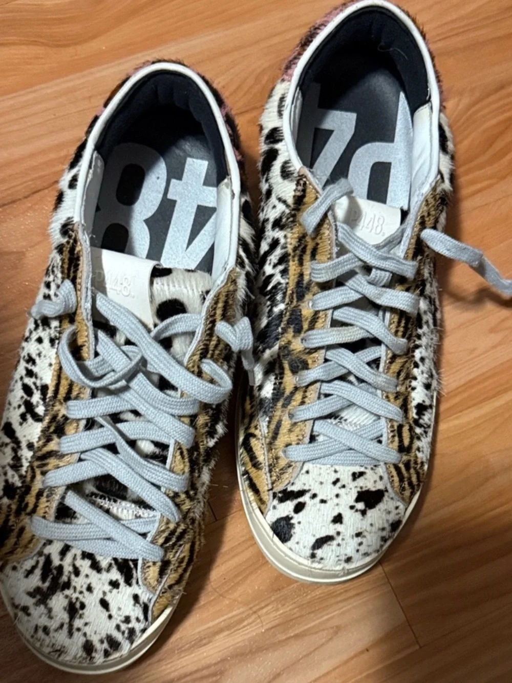 P448 Leopard-Print Low-Top Sneakers in Black, White & Tan - Picture 5 of 16